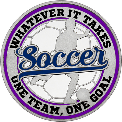 Navy Blue "Soccer" with Purple Outer Circular Borders